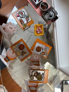 Miniature Dollhouse Orange Tray Meal Set - Decorative Play Food